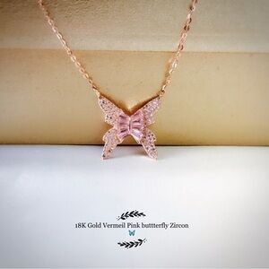 18K Gold Vermeil Pink Butterfly Necklace
